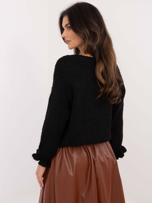 Czarny sweter oversize z domieszką wełny