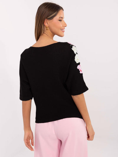 Czarny sweter oversize z rękawem 3/4