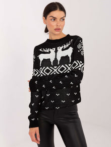 Czarny świąteczny sweter w renifery