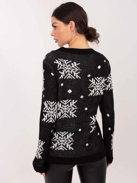 Czarny świąteczny sweter z reniferem