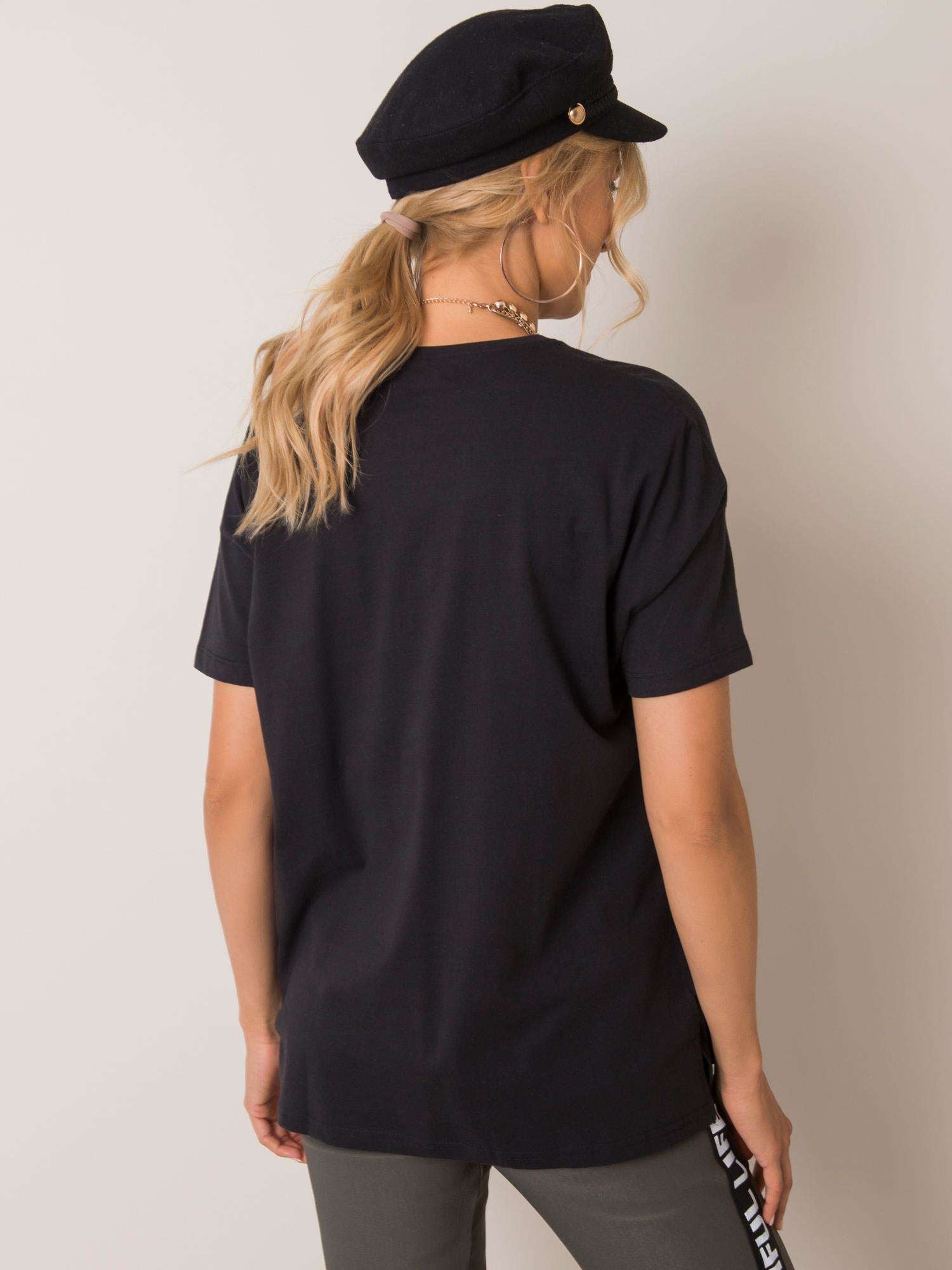 NIE ZNASZ MNIE Czarny bawełniany t-shirt damski