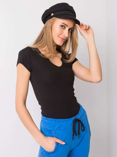 OCH BELLA Czarny t-shirt prążkowany