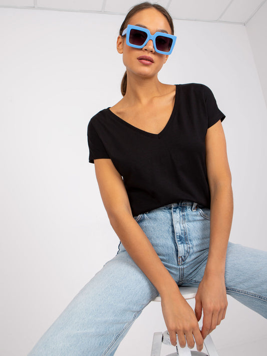 Bawełniany t-shirt V-neck czarny