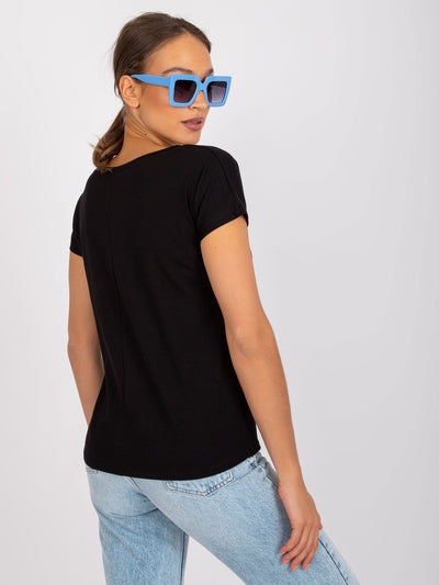 Bawełniany t-shirt V-neck czarny