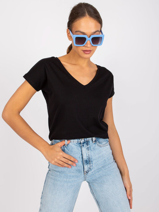 Bawełniany t-shirt V-neck czarny