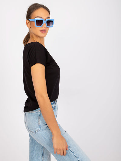 Bawełniany t-shirt V-neck czarny