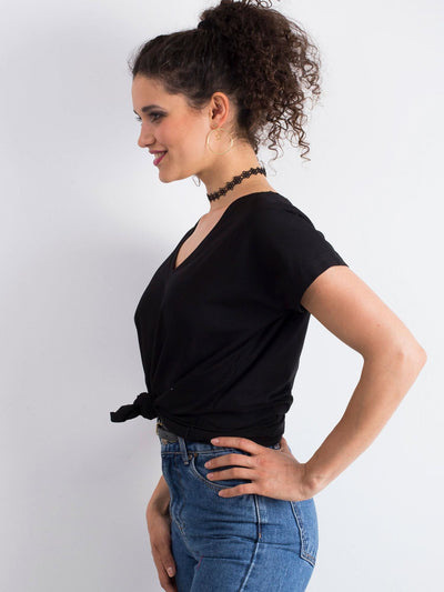 Bawełniany t-shirt V-neck czarny