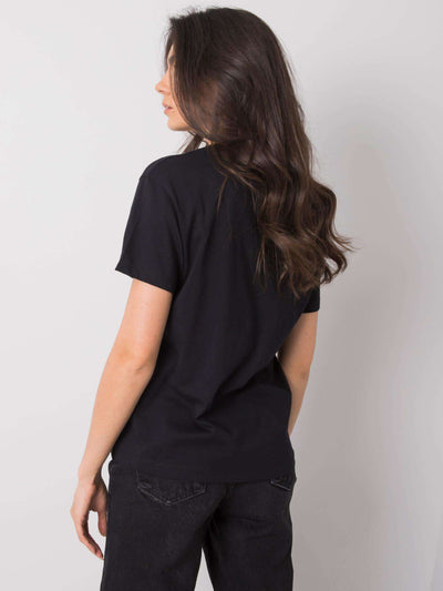 Czarny t-shirt z aplikacjami
