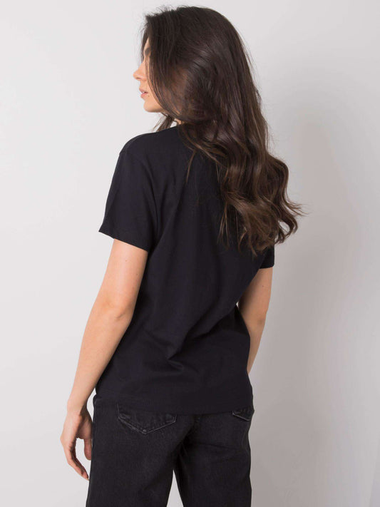 Czarny t-shirt z aplikacjami