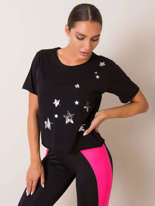 FOR FITNESS Czarny t-shirt bawełniany