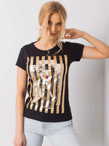 Czarny t-shirt z aplikacją