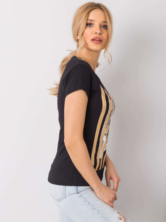 Czarny t-shirt z aplikacją