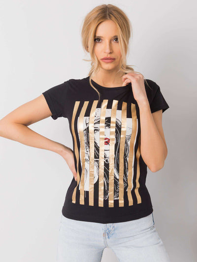 Czarny t-shirt z aplikacją