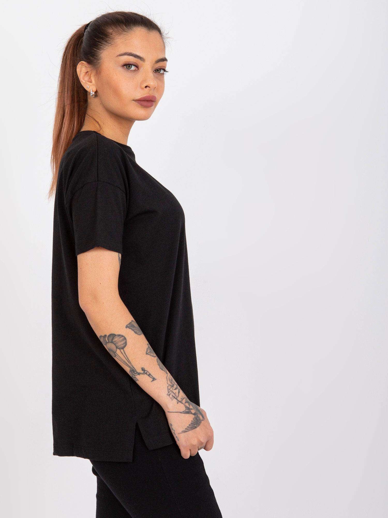 MAYFLIES Czarny t-shirt z bawełny