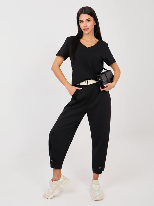 RUE PARIS Czarny bawełniany t-shirt basic