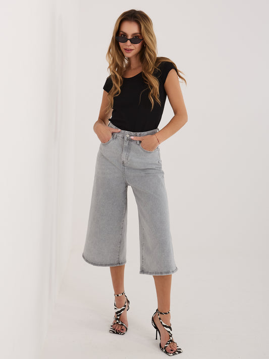 RUE PARIS Czarny dopasowany t-shirt z bawełny