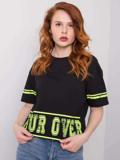 Czarny t-shirt damski z nadrukiem