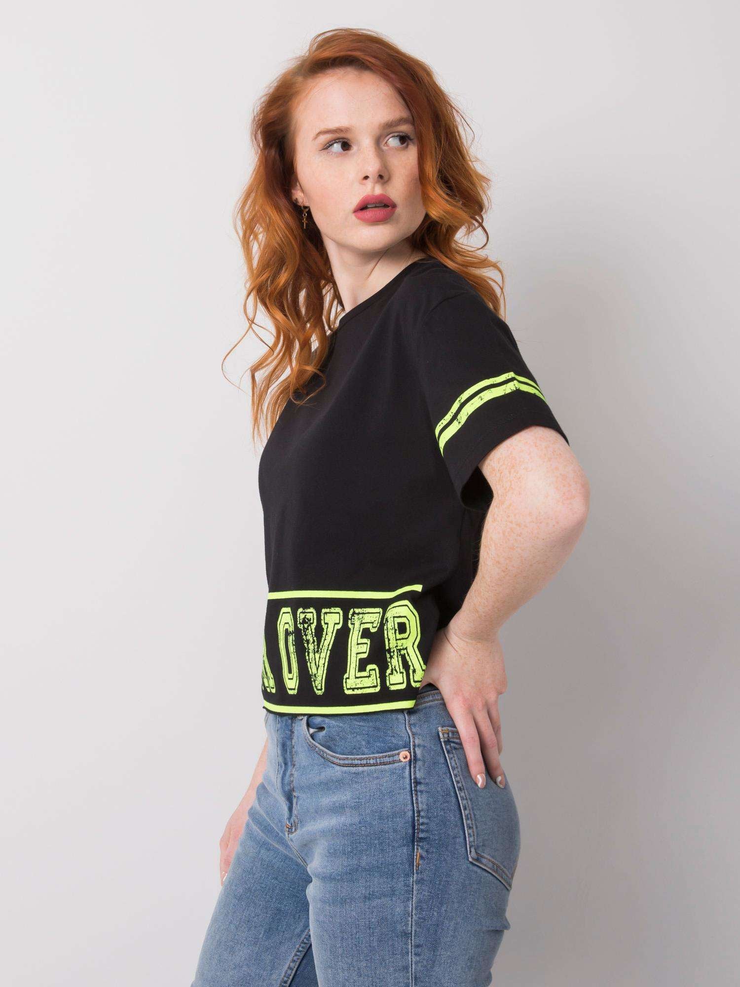 Czarny t-shirt damski z nadrukiem