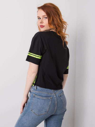 Czarny t-shirt damski z nadrukiem