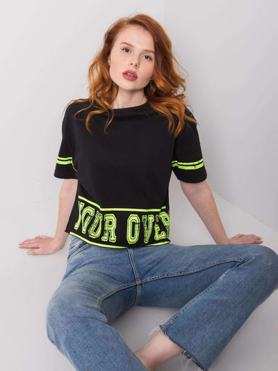Czarny t-shirt damski z nadrukiem