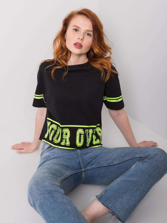 Czarny t-shirt damski z nadrukiem