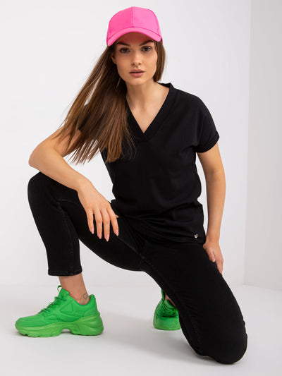 Czarny t-shirt jednokolorowy basic
