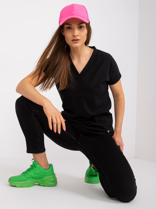 Czarny t-shirt jednokolorowy basic