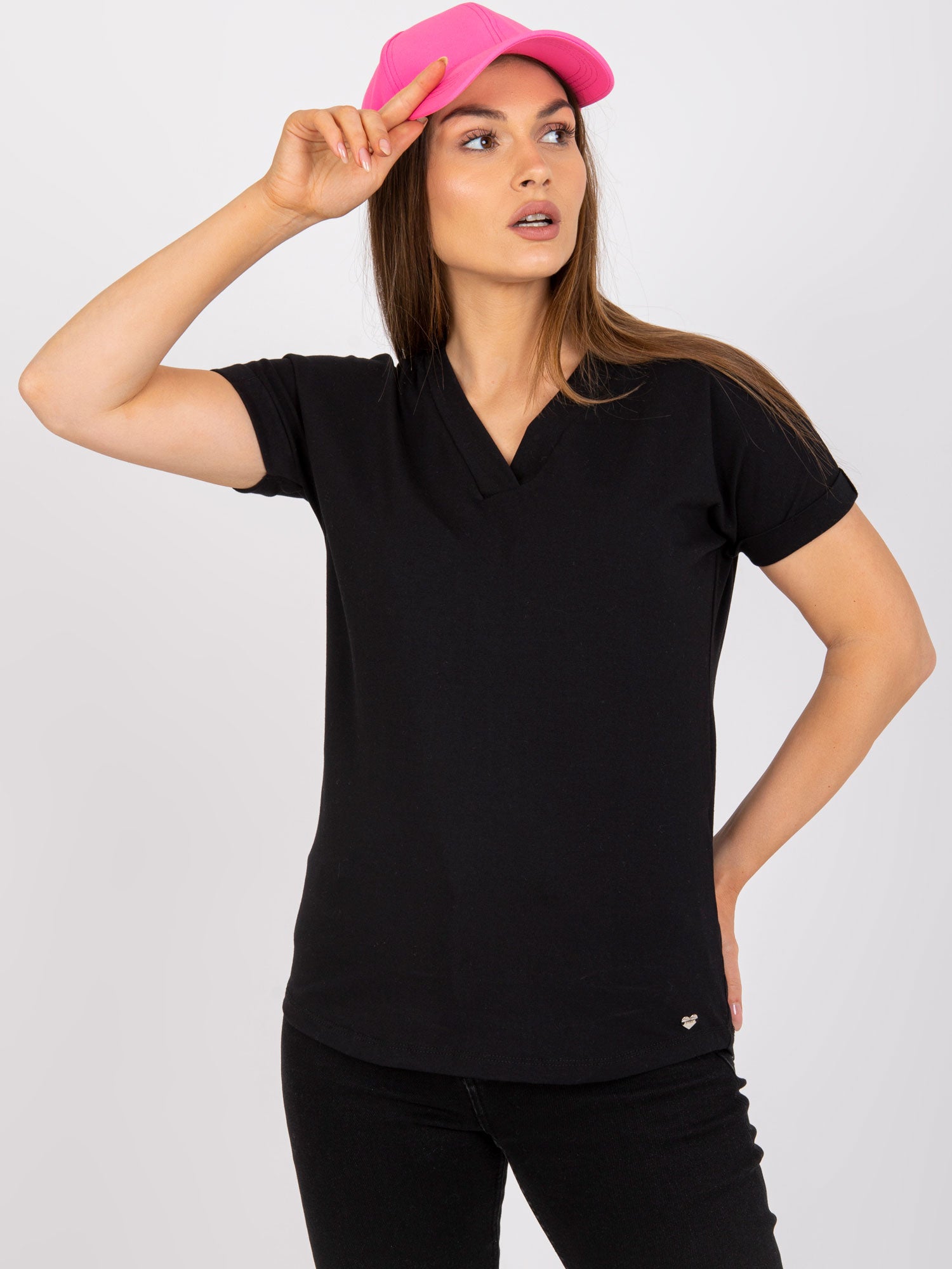 Czarny t-shirt jednokolorowy basic