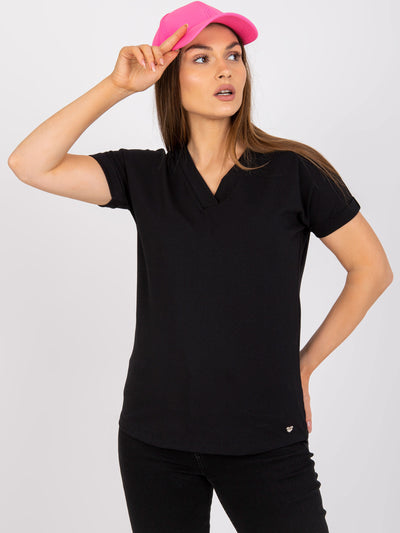 Czarny t-shirt jednokolorowy basic