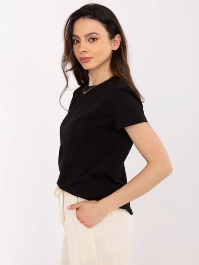 BASIC FEEL GOOD Czarny t-shirt z okrągłym dekoltem