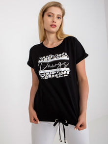 Czarny bawełniany t-shirt plus size z nadrukiem