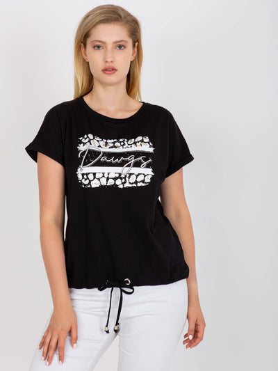 Czarny bawełniany t-shirt plus size z nadrukiem