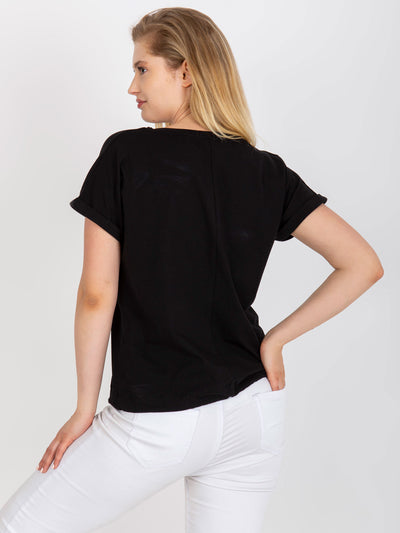 Czarny bawełniany t-shirt plus size z nadrukiem