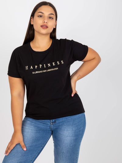 Czarny asymetryczny t-shirt plus size z bawełny