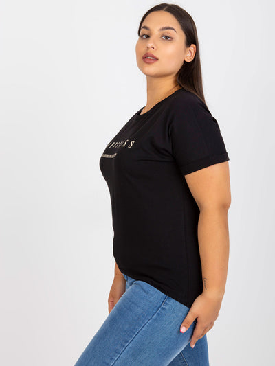 Czarny asymetryczny t-shirt plus size z bawełny