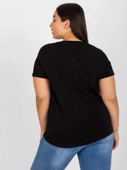 Czarny asymetryczny t-shirt plus size z bawełny