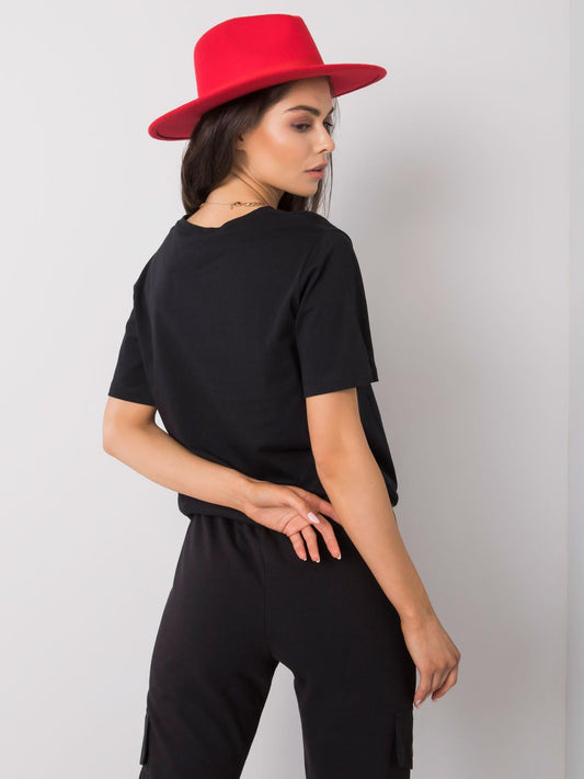 Czarny t-shirt damski z printem