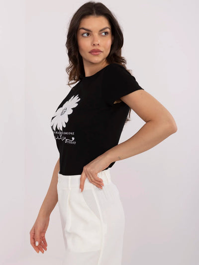 Czarny damski t-shirt z cekinami