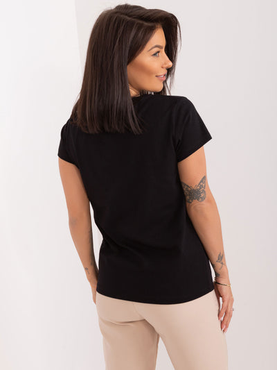 BASIC FEEL GOOD Czarny damski t-shirt z napisami