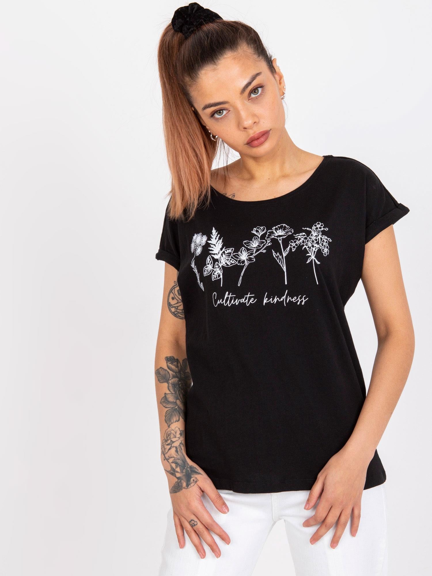 MAYFLIES Czarny bawełniany t-shirt z printem
