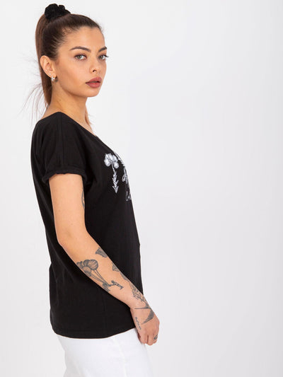MAYFLIES Czarny bawełniany t-shirt z printem