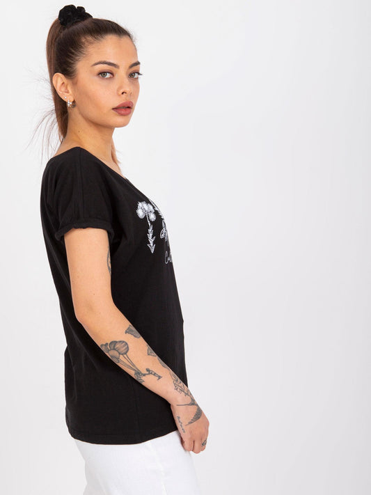 MAYFLIES Czarny bawełniany t-shirt z printem