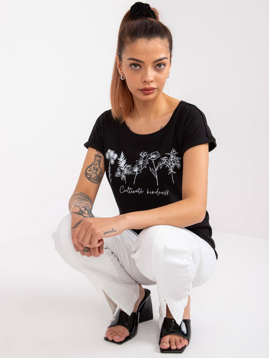 MAYFLIES Czarny bawełniany t-shirt z printem