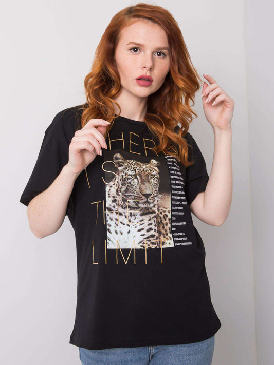 Czarny t-shirt z nadrukiem zwierzęcym