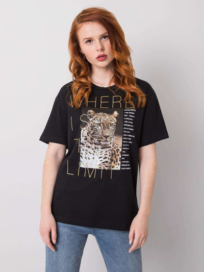 Czarny t-shirt z nadrukiem zwierzęcym