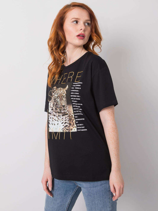 Czarny t-shirt z nadrukiem zwierzęcym