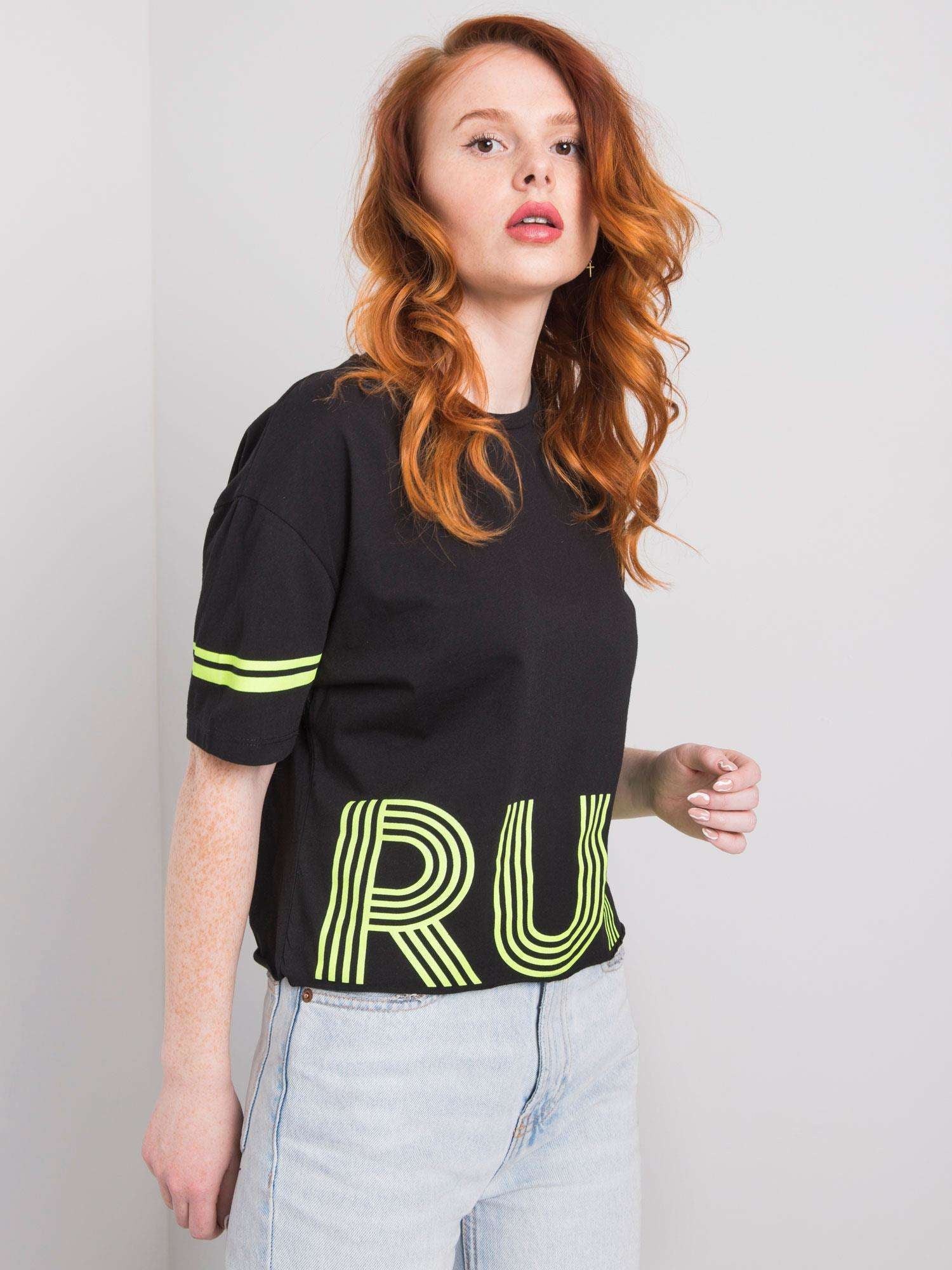 Czarny t-shirt bawełniany z napisem