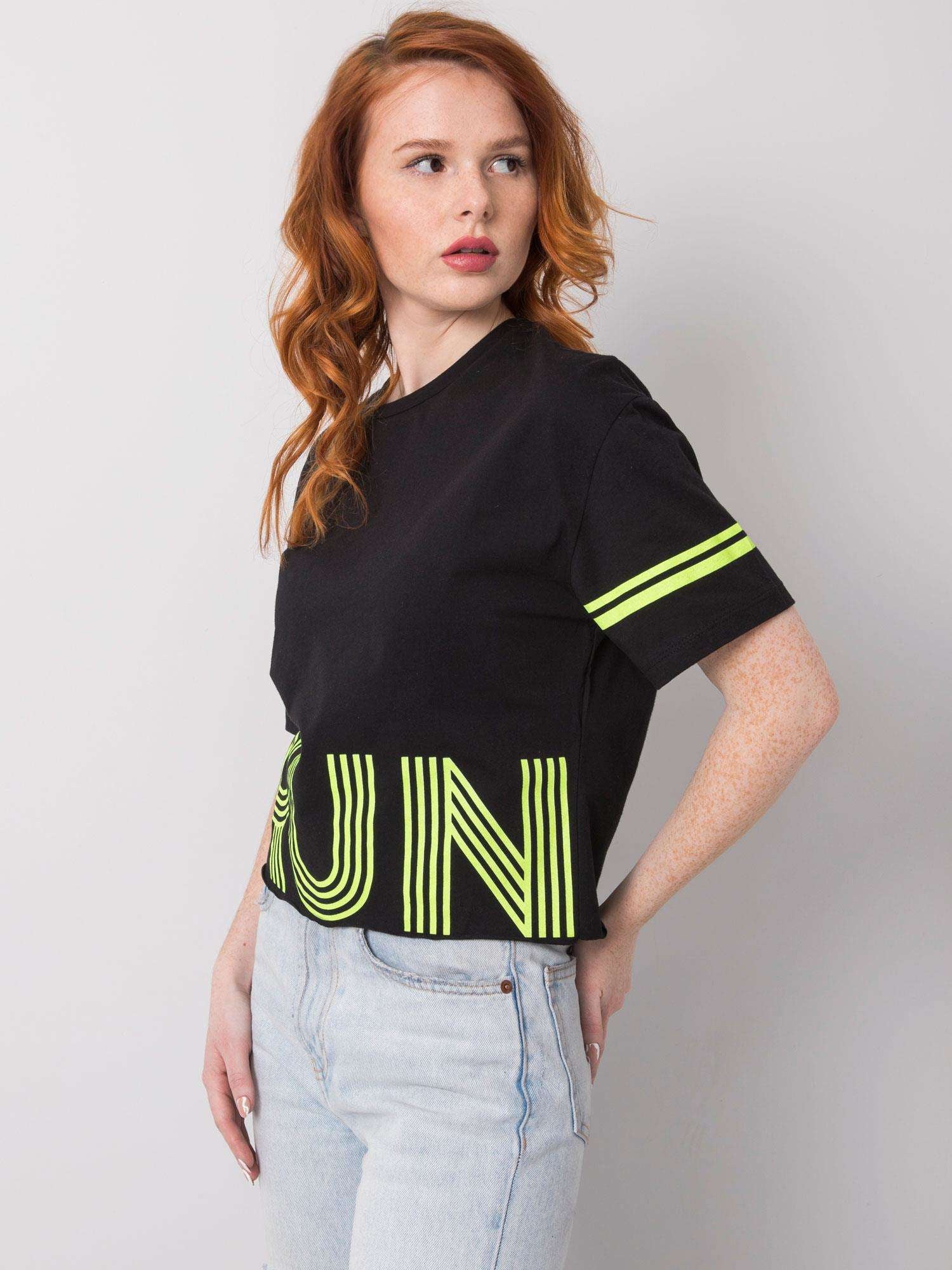 Czarny t-shirt bawełniany z napisem