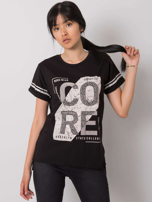 Czarny t-shirt z miejskim nadrukiem