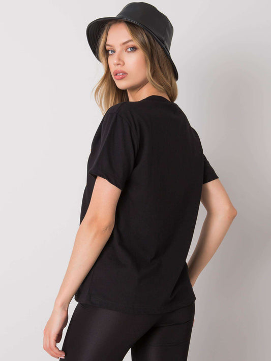 Czarny damski t-shirt bawełniany
